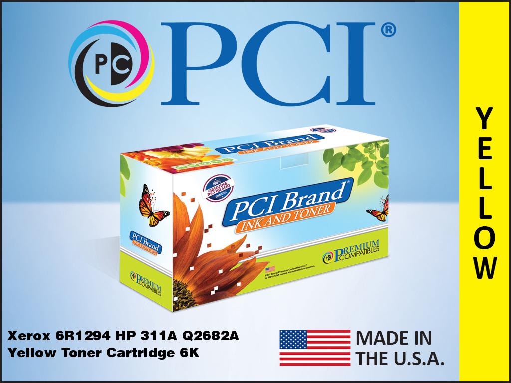PCI Brand Remanufactured Xerox 6R1294 for HP 311A Q2682A Yellow Toner Cartridge for use in HP LJ Color 3700, 3700DN, 3700DTN, 3700N, 3750